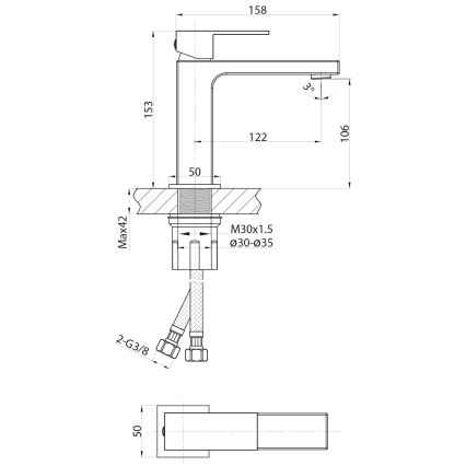 Sapho - Tvättställsblandare CUBEMIX 15 cm matt guld