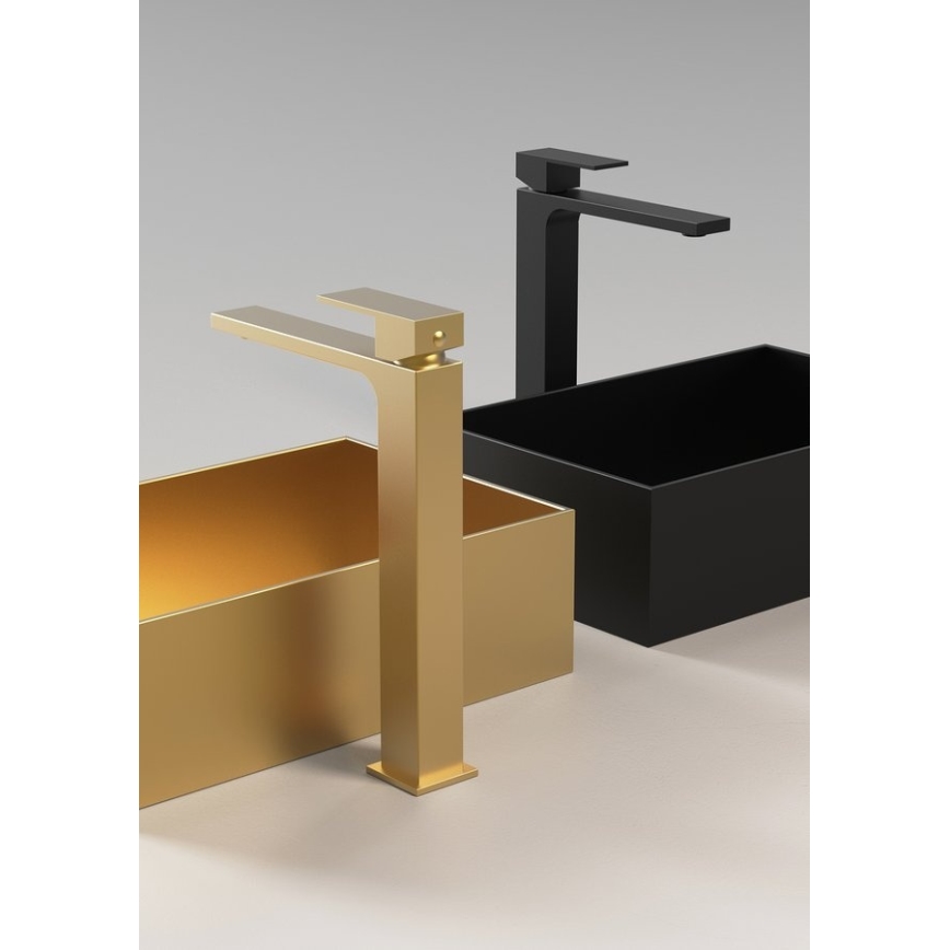 Sapho - Tvättställsblandare CUBEMIX 27,8 cm mattguld