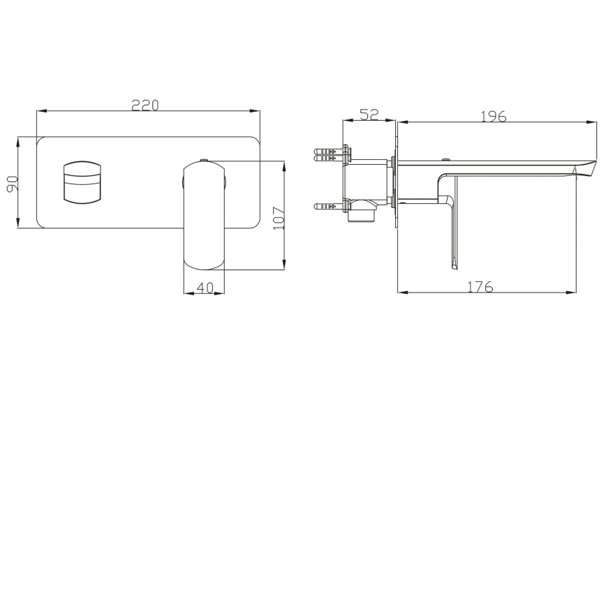 Sapho - Tvättställsblandare för dold installation MIXONA 9x19,6 cm blank krom