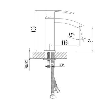 Sapho - Tvättställsblandare GINKO 15,6 cm matt svart