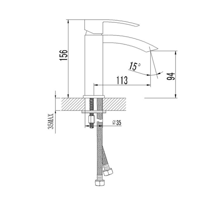 Sapho - Tvättställsblandare GINKO 15,6 cm matt svart