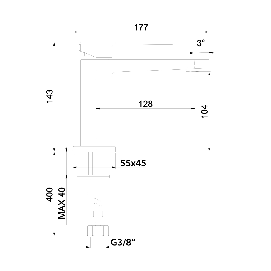 Sapho - Tvättställsblandare LATUS 14 cm matt svart