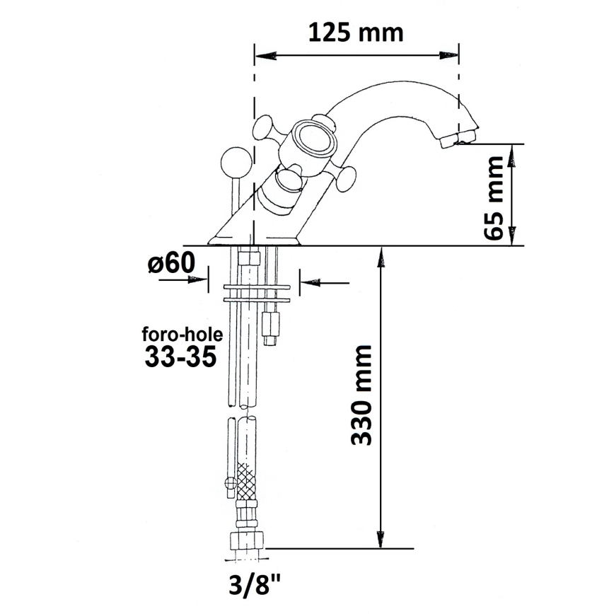 Sapho - Tvättställsblandare med bottenventil ANTEA, guld