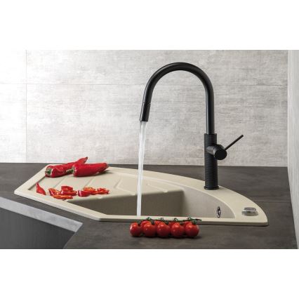 Sapho - Tvättställsblandare med utdragbar spruta FLAWO matt svart