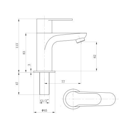 Sapho - Tvättställsblandare SMALL 11,3 cm, blank krom