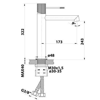 Sapho - Tvättställsblandare SOLARIS 32 cm matt svart