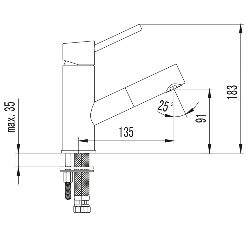Sapho - Tvättställsblandare SOLITER 18,3 cm, blank krom