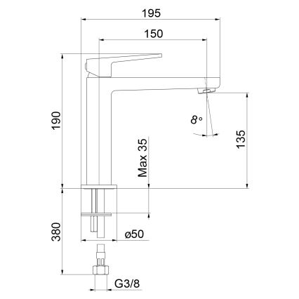Sapho - Tvättställsblandare TURSI 19 cm blank krom