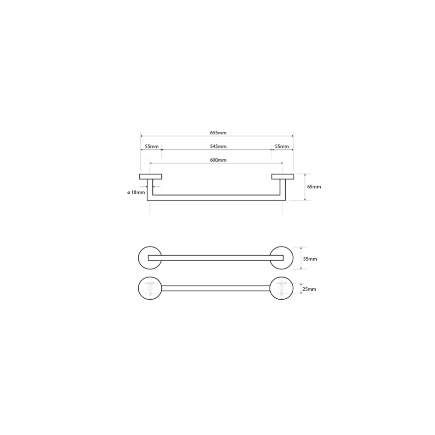 Sapho - Väggmonterad handdukshängare X-ROUND 6,5x65,5 cm polerad krom