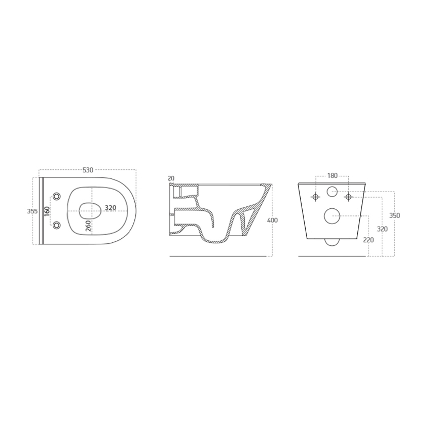 Sapho - Väggmonterad toalett AVVA keramik/svart