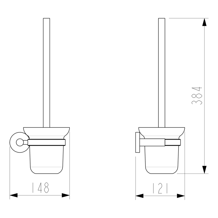 Sapho - Väggmonterad WC-borste X-ROUND frostat glas/polerad krom