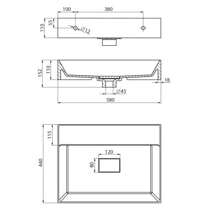 Sapho - Väggmonterat tvättställ GODIVA 58x44 cm marmor/vit