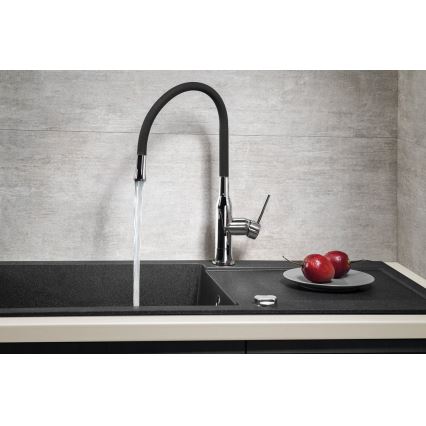 Sapho - Vaskkran med flexibel arm SILI svart/mässing