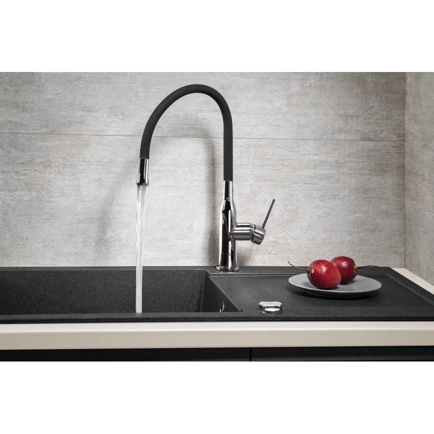 Sapho - Vaskkran med flexibel arm SILI svart/mässing