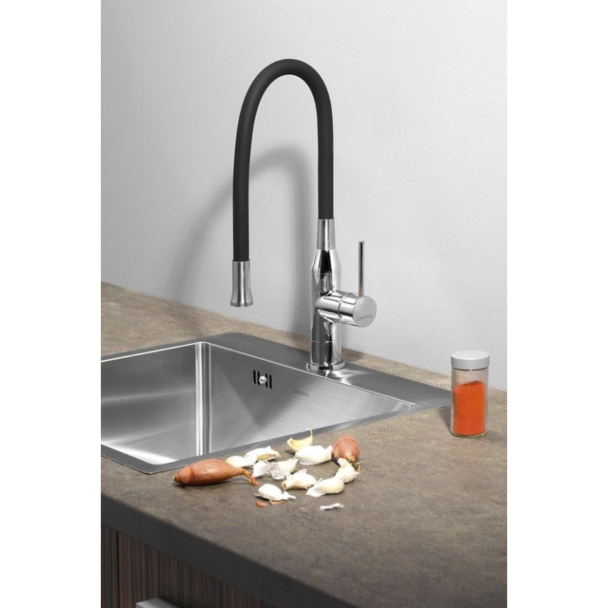 Sapho - Vaskkran med flexibel arm SILI svart/mässing