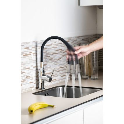 Sapho - Vaskkran med flexibel arm SILI svart/mässing