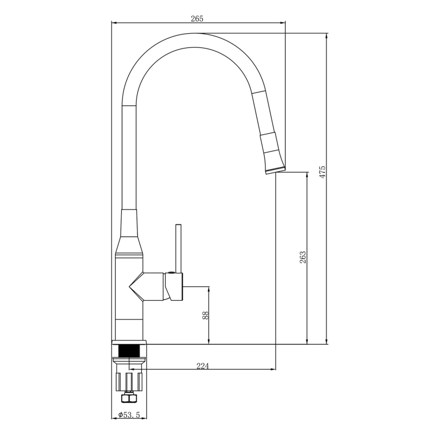 Sapho - Vaskkran med flexibel arm SILI svart/mässing