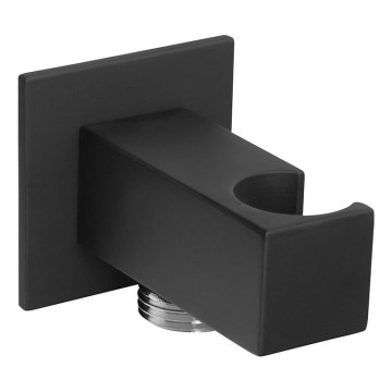 Sapho - Vinkelfast duschhållare med utlopp/matt svart