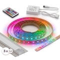 Sats 1x dimbar RGBW LED-remsa DIGITAL LED/9,6W/230V 3 m + 3x infälld profil 1 m silver/vit + fjärrkontroll