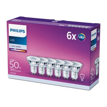 SATS 6x LED-lampa Philips GU10/4,6W/230V 4000K