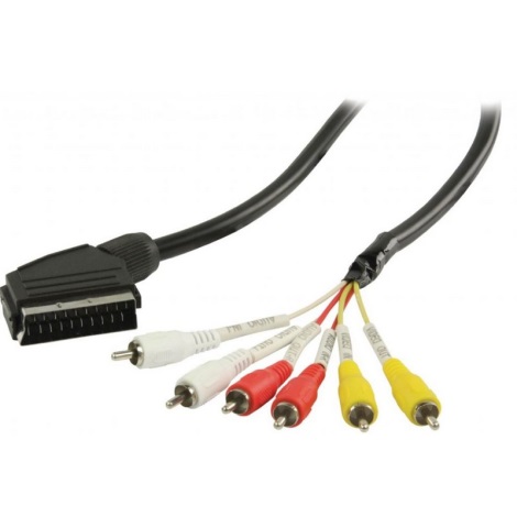 SCART kabel 6x kontakt svart 2m
