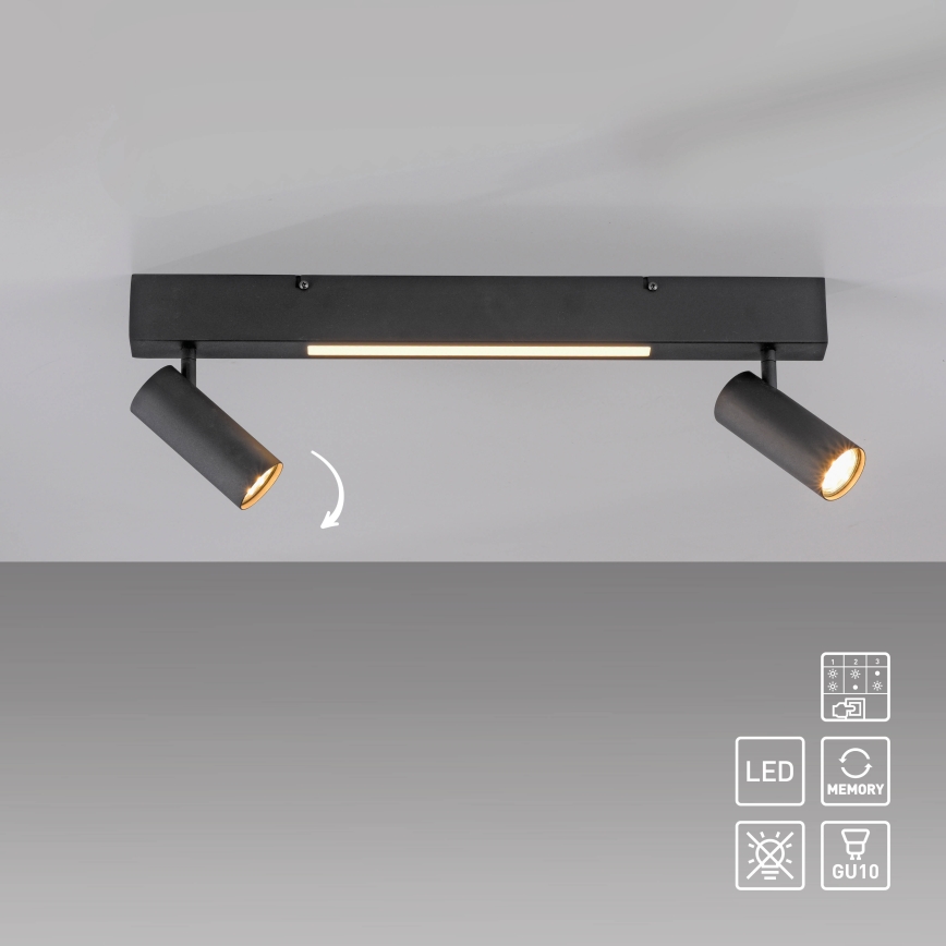 Schöner Wohnen 11793-18 - LED-spott DANTE 2xGU10/10W/230V + LED/7,2W svart