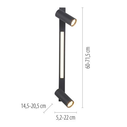 Schöner Wohnen 11793-18 - LED-spott DANTE 2xGU10/10W/230V + LED/7,2W svart