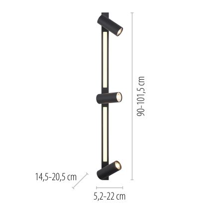 Schöner Wohnen 11794-18 - LED-spotlampa DANTE 3xGU10/10W/230V + LED/14,4W svart