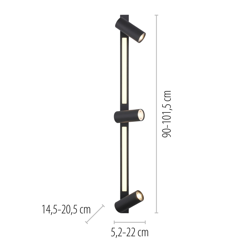 Schöner Wohnen 11794-18 - LED-spotlampa DANTE 3xGU10/10W/230V + LED/14,4W svart
