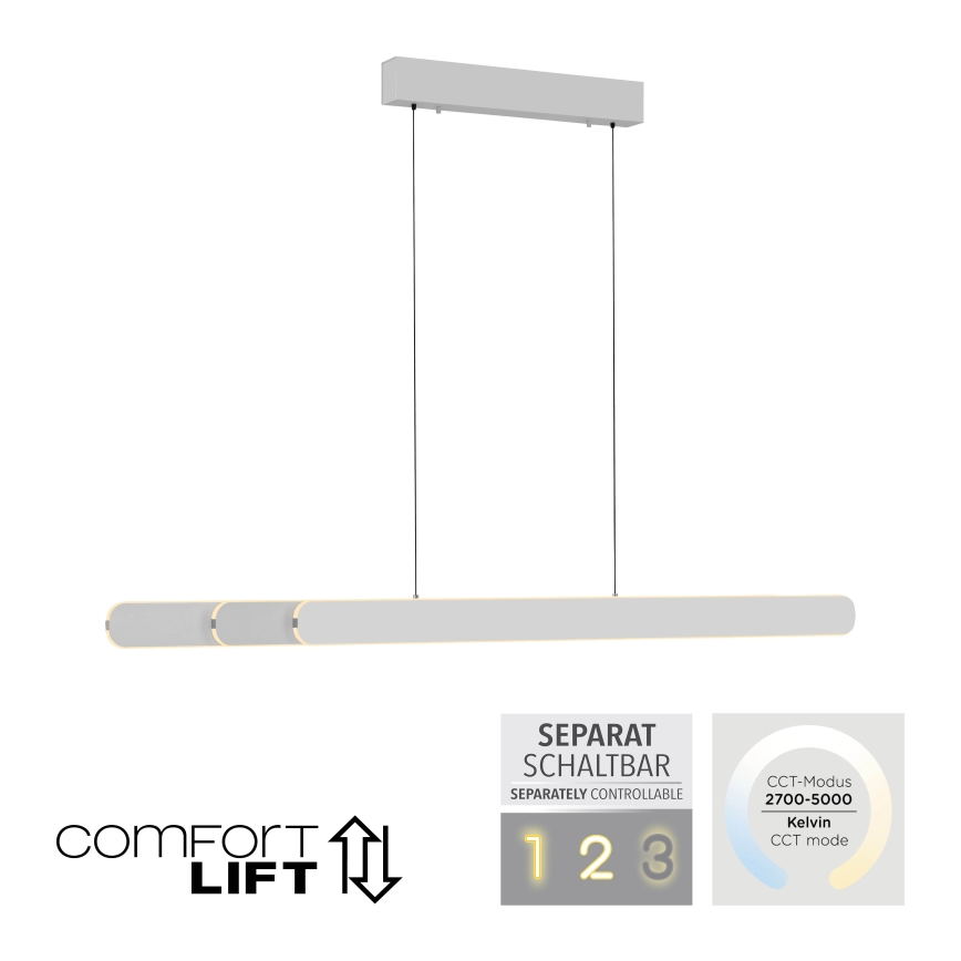 Schöner Wohnen 12577-16 - LED-dimmbar pendel med vajer ADRIANA ROUND 2xLED/24W/230V 2700/3000/3500/4000/5000K 160 cm vit
