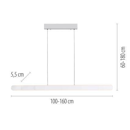 Schöner Wohnen 12577-16 - LED-dimmbar pendel med vajer ADRIANA ROUND 2xLED/24W/230V 2700/3000/3500/4000/5000K 160 cm vit