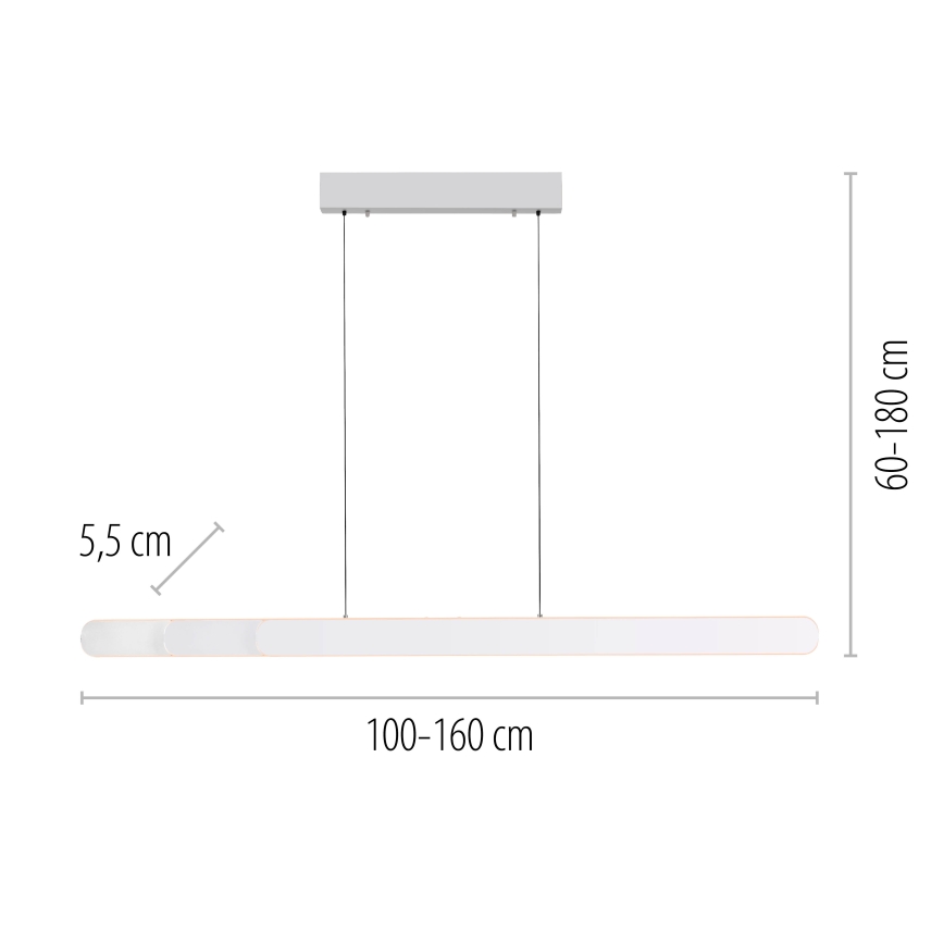 Schöner Wohnen 12577-16 - LED-dimmbar pendel med vajer ADRIANA ROUND 2xLED/24W/230V 2700/3000/3500/4000/5000K 160 cm vit