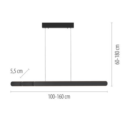 Schöner Wohnen 12577-18 - LED-dimbar hänglampa på kabel ADRIANA ROUND 2xLED/24W/230V 2700/3000/3500/4000/5000K 160 cm svart
