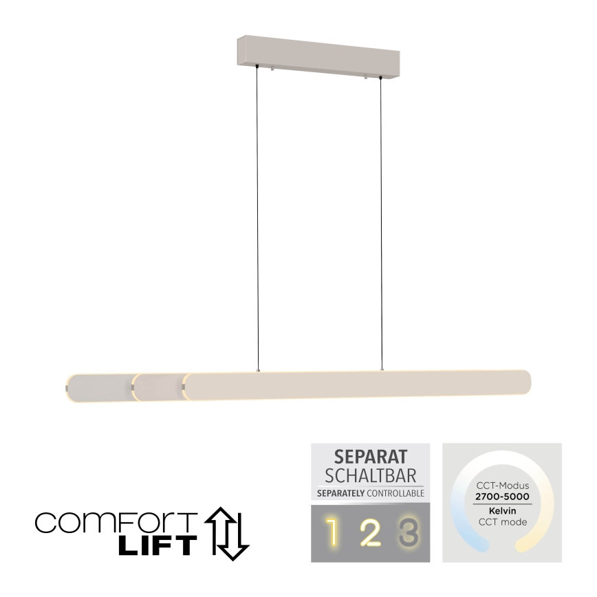 Schöner Wohnen 12577-39 - LED dimbar taklampa med vajerupphängning ADRIANA ROUND 2xLED/24W/230V 2700/3000/3500/4000/5000K 160 cm grå