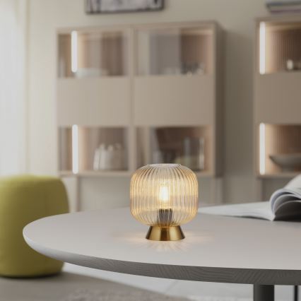 Schöner Wohnen 13573-27 - Bordslampa NAMI 1xE27/25W/230V guldfärgad/beige/rökfärgad