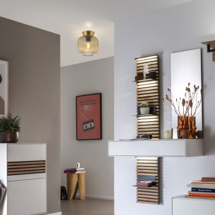 Schöner Wohnen 13574-27 - Taklampa NAMI 1xE27/25W/230V Ø 20 cm guldfärgad/beige/rökfärgad