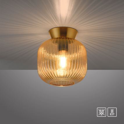 Schöner Wohnen 13574-27 - Taklampa NAMI 1xE27/25W/230V Ø 20 cm guldfärgad/beige/rökfärgad