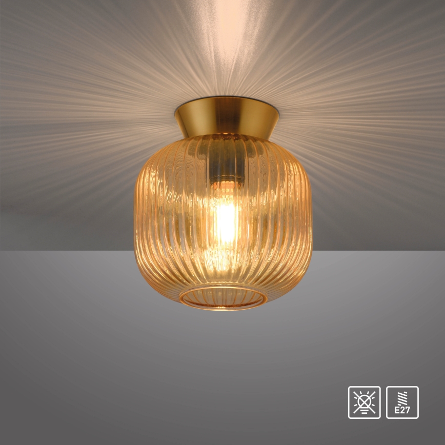 Schöner Wohnen 13574-27 - Taklampa NAMI 1xE27/25W/230V Ø 20 cm guldfärgad/beige/rökfärgad