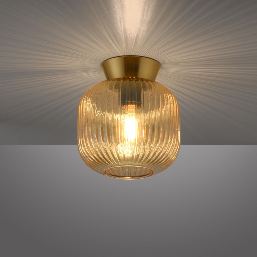 Schöner Wohnen 13574-27 - Taklampa NAMI 1xE27/25W/230V Ø 20 cm guldfärgad/beige/rökfärgad