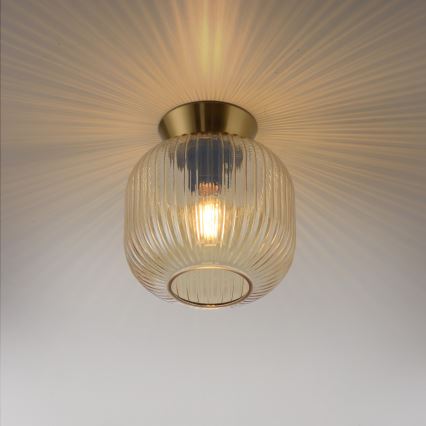 Schöner Wohnen 13574-27 - Taklampa NAMI 1xE27/25W/230V Ø 20 cm guldfärgad/beige/rökfärgad