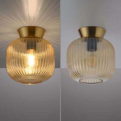 Schöner Wohnen 13574-27 - Taklampa NAMI 1xE27/25W/230V Ø 20 cm guldfärgad/beige/rökfärgad