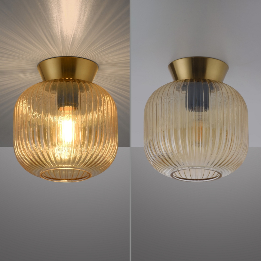 Schöner Wohnen 13574-27 - Taklampa NAMI 1xE27/25W/230V Ø 20 cm guldfärgad/beige/rökfärgad