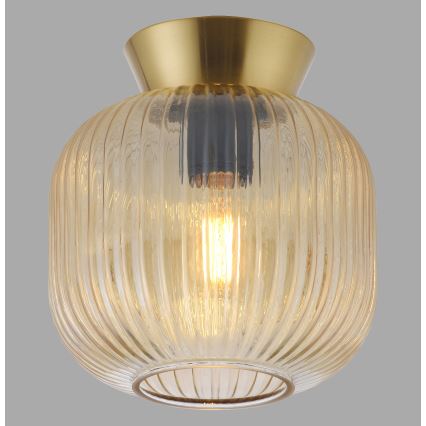 Schöner Wohnen 13574-27 - Taklampa NAMI 1xE27/25W/230V Ø 20 cm guldfärgad/beige/rökfärgad