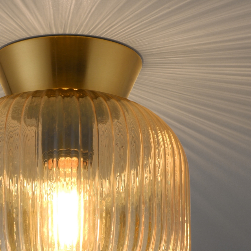 Schöner Wohnen 13574-27 - Taklampa NAMI 1xE27/25W/230V Ø 20 cm guldfärgad/beige/rökfärgad