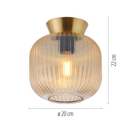 Schöner Wohnen 13574-27 - Taklampa NAMI 1xE27/25W/230V Ø 20 cm guldfärgad/beige/rökfärgad