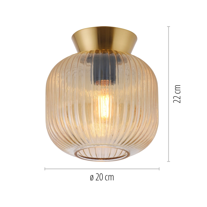 Schöner Wohnen 13574-27 - Taklampa NAMI 1xE27/25W/230V Ø 20 cm guldfärgad/beige/rökfärgad