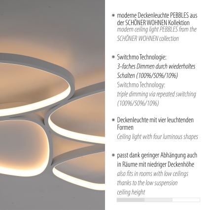 Schöner Wohnen 14038-16 - Dimmbar LED-taklampa PEBBLES LED/35,5W/230V vit