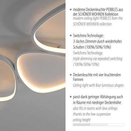 Schöner Wohnen 14039-16 - Dimbart LED-takarmatur PEBBLES LED/35,5W/230V vit