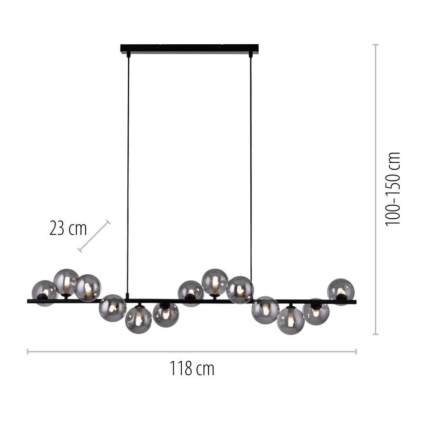 Schöner Wohnen 14504-18 - LED-ljuskrona på vajer DUBAI 13xG9/3W/230V svart/rökfärgad