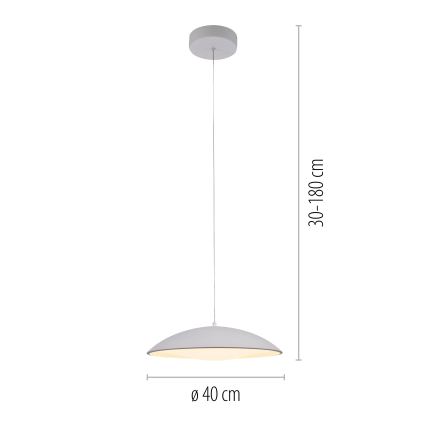 Schöner Wohnen 14606-16 - Dimmbar LED-pendellampa på kabel LENTE LED/17W/230V Ø 40 cm vit